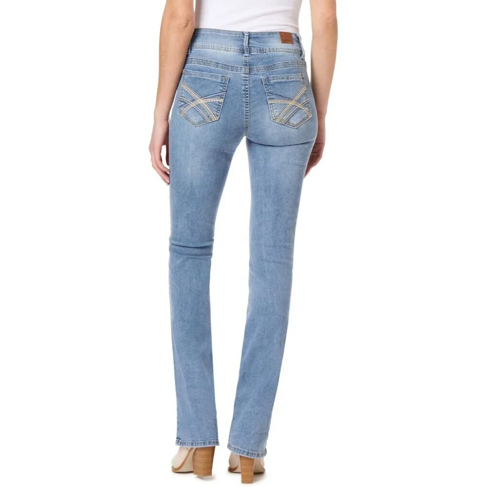 Bootcut Jeans Women Mid Rise Curvy Insta Stretch Denim Sizes 0-24 - Picture 2 of 8